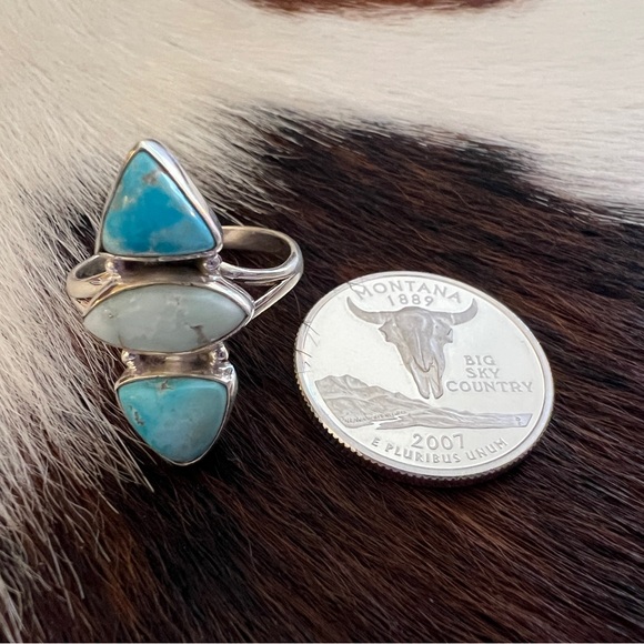 ❤️Bluebird & Paloma Turquoise Navajo Style Artisan 925 Southwestern Ring Sz 8.75 - Picture 8 of 16